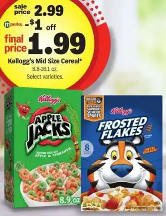 Meijer Kellogg's Mid Size Cereal offer