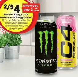 Meijer Monster Energy or C4 Performance Energy Drinks offer