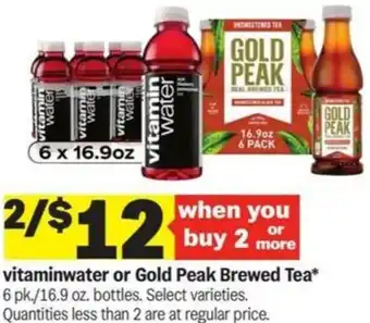 Meijer Vitaminwater or Gold Peak Brewed Tea offer