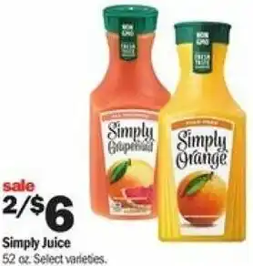 Meijer Simply Juice 52 oz offer