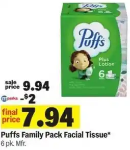Meijer Puffs Family Pack Facial Tissue offer