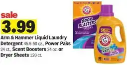 Meijer Arm & Hammer Liquid Laundry Detergent, Power Paks, Scent Boosters or Dryer Sheets offer