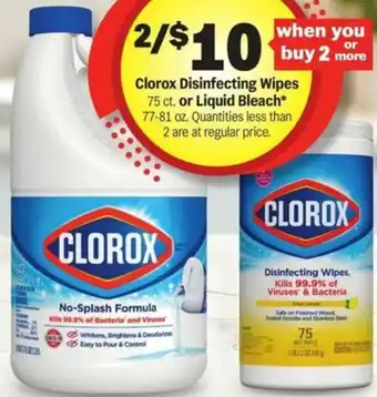 Meijer Clorox Disinfecting Wipes or Liquid Bleach offer