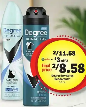 Meijer Degree Dry Spray Deodorants offer