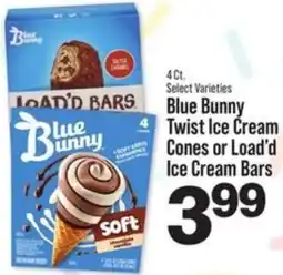 IGA Blue Bunny Twist Ice Cream Cones or Load'd Ice Cream Bars offer