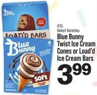 IGA Blue Bunny Twist Ice Cream Cones or Load'd Ice Cream Bars offer
