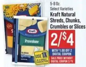 IGA Kraft Natural Shreds, Chunks, Crumbles or Slices offer