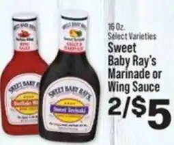 IGA Sweet Baby Ray's Marinade or Wing Sauce offer