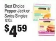 IGA Best Choice Pepper Jack or Swiss Singles offer