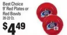 IGA Best Choice 9 Red Plates or Red Bowls offer