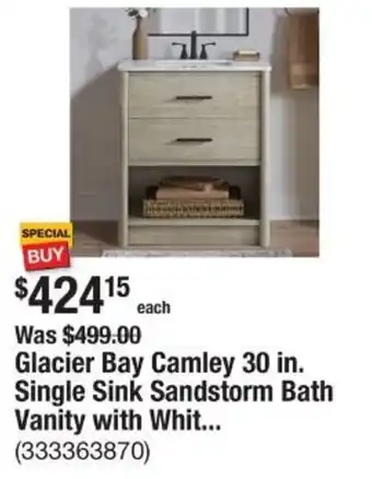 The Home Depot Glacier Bay Camley 30 in. Single Sink Sandstorm Bath Vanity offer