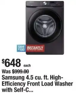 The Home Depot Samsung 4.5 cu. ft. High- Efficiency Front Load Washer offer