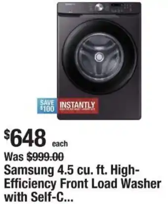 The Home Depot Samsung 4.5 cu. ft. High- Efficiency Front Load Washer offer