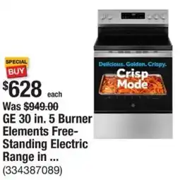 The Home Depot GE 5 Burner Elements Free Standing Electric Range offer
