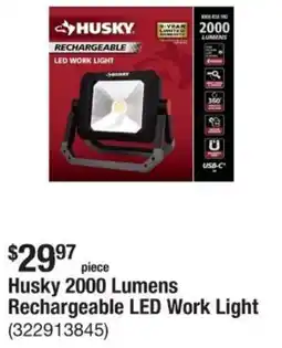 The Home Depot Husky 2000 Lumens Rechargeable LED Work Light offer