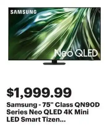 Best Buy Samsung 75 Class QN90D Series Neo QLED 4K Mini LED Smart offer