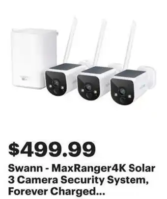 Best Buy Swann MaxRanger4K Solar 3 Camera Security System offer