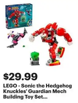Best Buy LEGO Sonic the Hedgehog Knuckles Guardian Mech Building Toy Set offer