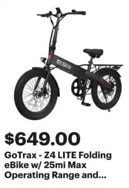 Best Buy GoTrax Z4 LITE Folding eBike w/ 25mi Max Operating Range offer