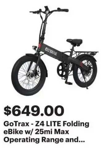 Best Buy GoTrax Z4 LITE Folding eBike w/ 25mi Max Operating Range offer