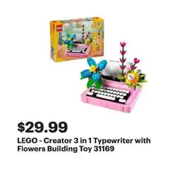 Best Buy Lego creator 3 in 1 typewriter with flowers building toy offer
