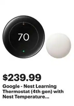 Best Buy Google nest learning thermostat 4th gen with nest temperature offer
