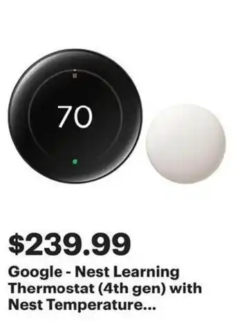 Best Buy Google nest learning thermostat 4th gen with nest temperature offer