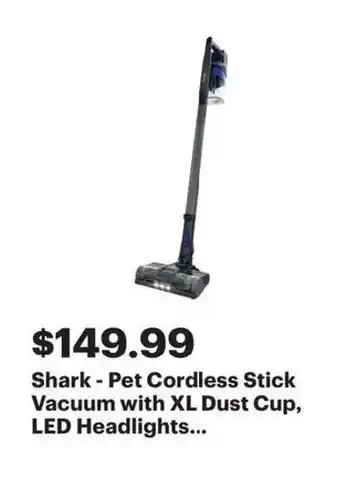 Best Buy Shark pet cordless stick vacuum with xl dust cup, led headlights offer