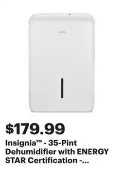 Best Buy Insignia 35 pint dehumidifier with energy star certification offer