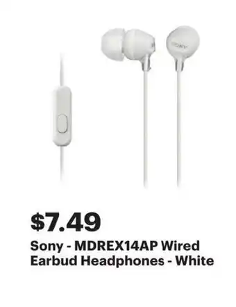Best Buy Sony mdrex14ap wired earbud headphones offer