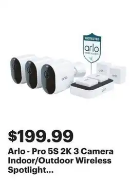 Best Buy Arlo pro 5s 2k 3 camera indoor outdoor wireless spotlight offer
