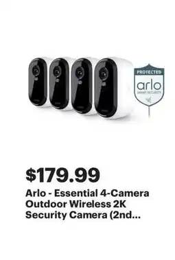 Best Buy Arlo essential 4 camera outdoor wireless 2k security camera offer