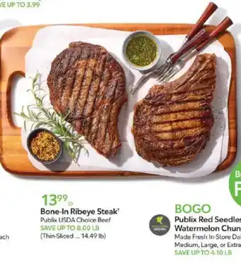 Publix Bone in ribeye steak offer