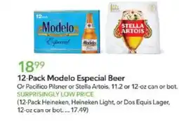 Publix 12 pack modelo especial beer or pacifico pilsner or stella artois offer