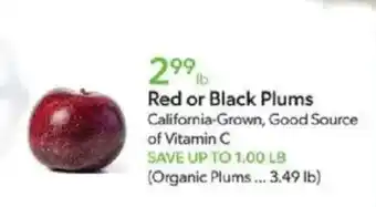 Publix Red or black plums offer