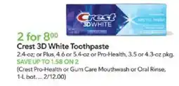 Publix Crest 3d white toothpaste offer