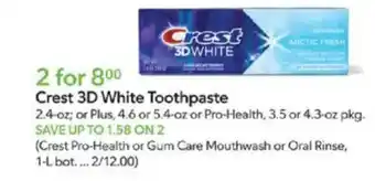 Publix Crest 3d white toothpaste offer