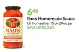 Publix Rao's homemade sauce offer