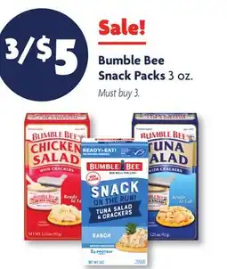 Family Dollar Bumble Bee Snack Packs offer