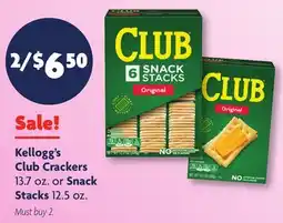 Family Dollar Kellogg's Club Crackers 13.7 oz. or Snack Stacks 12.5 oz offer