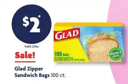 Family Dollar Glad Zipper Sandwich Bags offer