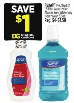 Dollar General Rexall Mouthwash 1.5 Liter or Alcohol Free Whitening Mouthwash 32 oz offer