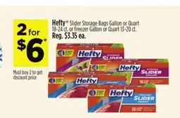 Dollar General Hefty Slider Storage Bags Gallon or Quart 18-24 ct. or Freezer Gallon or Quart 13-20 ct offer