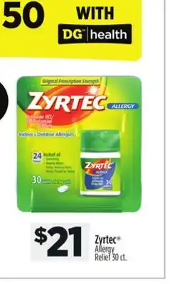 Dollar General Zyrtec Allergy Relief offer