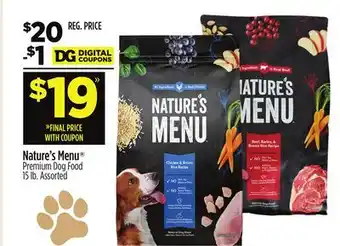 Dollar General Nature's Menu Premium Dog Food offer