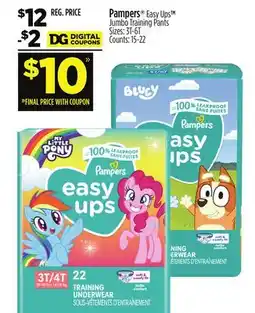 Dollar General Pampers Easy Ups Jumbo Training Pants offer