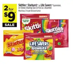 Dollar General Skittles ,Starburst or Life Savers Gummies or Chews Sharing Size offer
