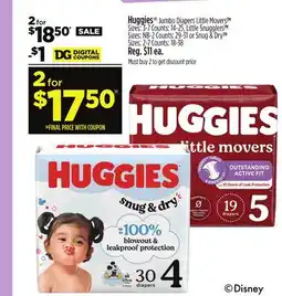 Dollar General Huggies Jumbo Diapers Little Movers offer
