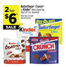 Dollar General Butterfinger, Crunch or Kinder Minis Stand Up Bag offer