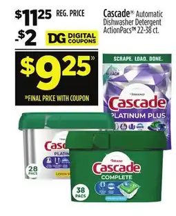 Dollar General Cascade Automatic Dishwasher Detergent offer